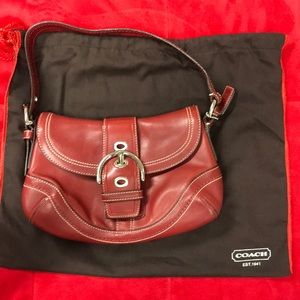 Red leather coach purse